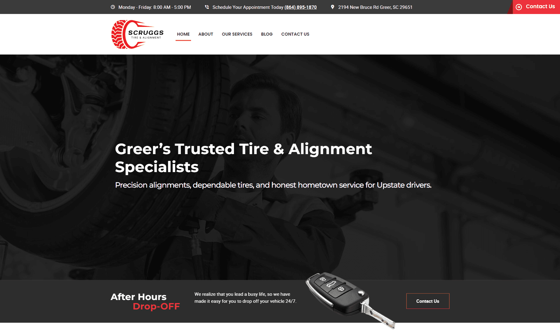 Scruggs Tire & Alignment website screenshot